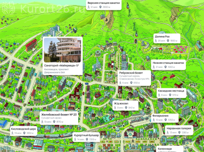 Санаторий «Майерведа» Кисловодск — карта расположения